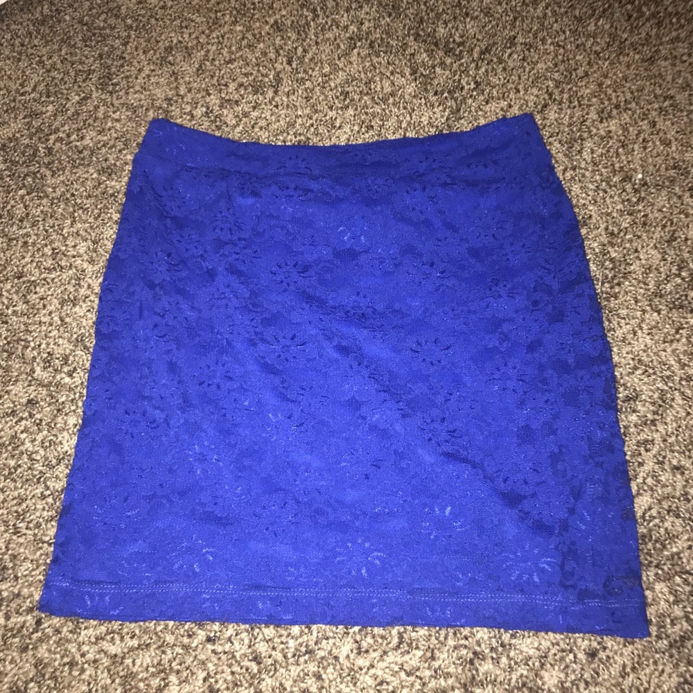 F21 blue lace skirt